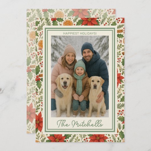 Cartes Pour Fêtes Annuelles Botanical Mistletoe Classic Floral Art Pattern (Devant / Derrière)