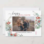 Cartes Pour Fêtes Annuelles Botanical Watercolor Greenery Photo (Devant)