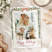 Cartes Pour Fêtes Annuelles Botanique de verdure Coquette Bow Noël 3 Photo