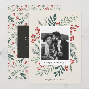 Cartes Pour Fêtes Annuelles Botanique d'hiver Noël Photo Beige