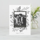 Cartes Pour Fêtes Annuelles Botanique d'hiver Photo de Noël noir et blanc (Debout devant)