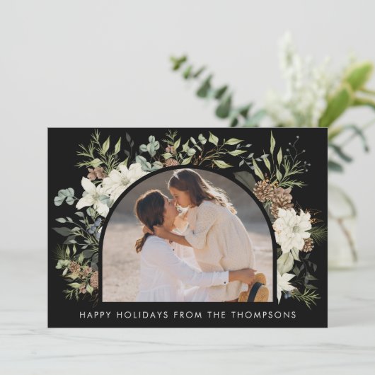 Cartes Pour Fêtes Annuelles Botanique Eucalyptus Verdure Noël personnalisé (Debout devant)