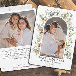 Cartes Pour Fêtes Annuelles Botanique Eucalyptus Verdure Noël personnalisé<br><div class="desc">Découvrez l'esprit de la saison des Fêtes avec notre "Carte de Noël personnalisée Eucalyptus Botanique". Cette carte allie le charme de l'esthétique du cottagecore à une touche d'élégance botanique, ce qui en fait la toile parfaite pour vos souhaits festifs. La couronne feuillue minimaliste et la couronne d'aquarelle botanique encadrent magnifiquement...</div>