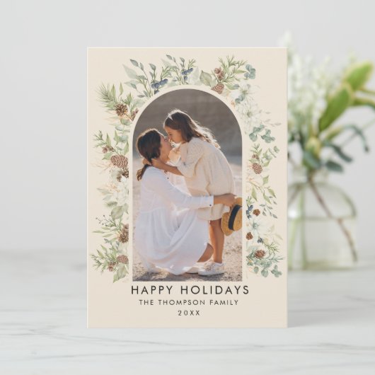 Cartes Pour Fêtes Annuelles Botanique Eucalyptus Verdure Noël personnalisé (Debout devant)