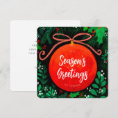 Cartes Pour Fêtes Annuelles Botanique moderne rouge boule de Noël (Devant / Derrière)