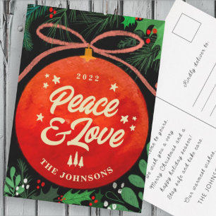 Cartes Pour Fêtes Annuelles Botanique moderne rouge boule de Noël