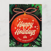 Cartes Pour Fêtes Annuelles Botanique moderne rouge boule de Noël (Devant)