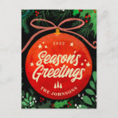 Cartes Pour Fêtes Annuelles Botanique moderne rouge boule de Noël (Devant)