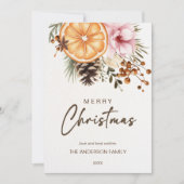 Cartes Pour Fêtes Annuelles Botanique rustique d'agrumes d'hiver de Noël (Devant)