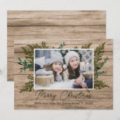 Cartes Pour Fêtes Annuelles Botanique rustique Joyeux Noël photo (Devant / Derrière)