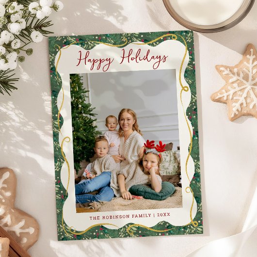 Cartes Pour Fêtes Annuelles Botanique Verdure Motif Joyeuses Vacances 1 Photo