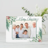 Cartes Pour Fêtes Annuelles Botaniques d'hiver 3 Photos Noël (Debout devant)