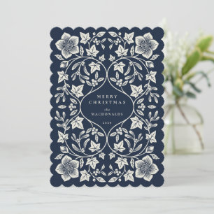 Cartes Pour Fêtes Annuelles Botaniques hivernaux en bois sombre et crème