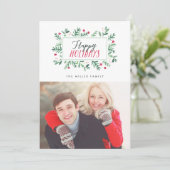 Cartes Pour Fêtes Annuelles Botaniques peintes Joyeuses Fêtes (Debout devant)