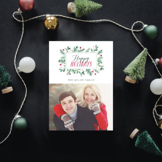 Cartes Pour Fêtes Annuelles Botaniques peintes Joyeuses Fêtes