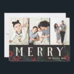 Cartes Pour Fêtes Annuelles Botaniques typographiques 3 Collage photo Joyeux<br><div class="desc">Entièrement personnalisable de toutes les manières possibles, cette nouvelle collection de cartes de vacances présente nos baies d'hiver peintes à la main et des oeuvres d'art sur le feuillage. Des salutations modernes audacieuses entrelacées entre les oeuvres d'art font une déclaration typographique fantaisiste qui se démarque. Cette collection comprend plusieurs options...</div>