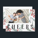 Cartes Pour Fêtes Annuelles Botaniques typographiques Salaires photo<br><div class="desc">Carte postale. Entièrement personnalisable de toutes les manières possibles, cette nouvelle collection de cartes de vacances présente nos baies d'hiver peintes à la main et des oeuvres d'art sur le feuillage. Des salutations modernes audacieuses entrelacées entre les oeuvres d'art font une déclaration typographique fantaisiste qui se démarque. Cette collection comprend...</div>