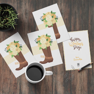 Cartes Pour Fêtes Annuelles Botte de cowboy rose jaune