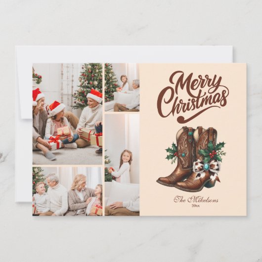 Cartes Pour Fêtes Annuelles Botte de l'Ouest & Bottes Noël 4 Photo (Devant)