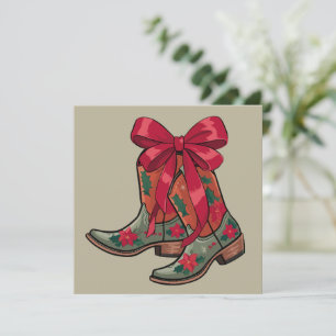 Cartes Pour Fêtes Annuelles Bottes de coquette de Noël Cowgirl occidentale Xma