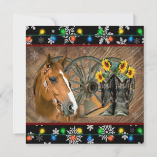Cartes Pour Fêtes Annuelles  Bottes de Cowboy Cheval Chapeau de Cowboy Noël