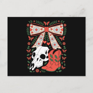 Cartes Pour Fêtes Annuelles Bottes de cowboy de Noël gothiques Crâne Arc Sapin