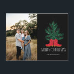 Cartes Pour Fêtes Annuelles Bottes de cowboy rouges et Noël d'épinette<br><div class="desc">Bottes de cowboy rouges et Noël d'épinette</div>