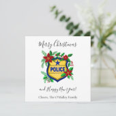Cartes Pour Fêtes Annuelles Bouclier de la police Joyeux Noël et Bonne Année (Debout devant)
