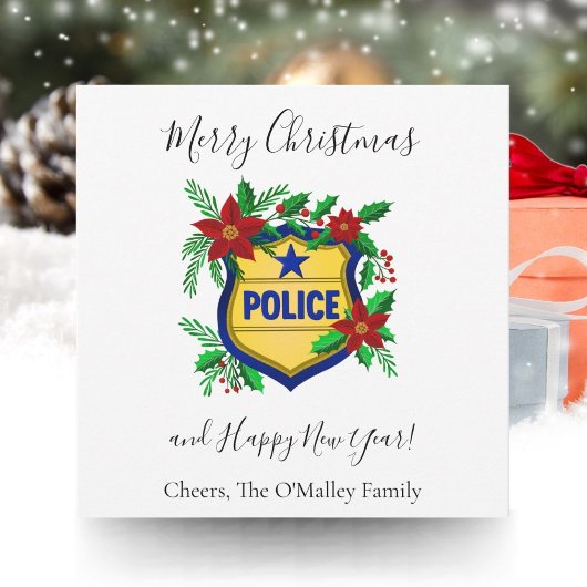 Cartes Pour Fêtes Annuelles Bouclier de la police Joyeux Noël et Bonne Année