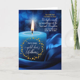 Cartes Pour Fêtes Annuelles Bougie Bleue Fête des pères Gold Star