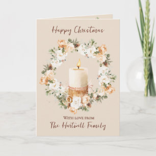 Cartes Pour Fêtes Annuelles Bougie d'aquarelle personnalisée Noël