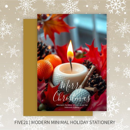 Cartes Pour Fêtes Annuelles Bougie de Noël de golf ・ Or