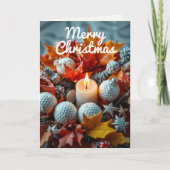 Cartes Pour Fêtes Annuelles Bougie de Noël de golf ・ Photo de famille (Devant)