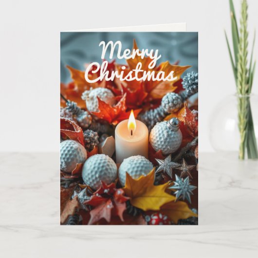 Cartes Pour Fêtes Annuelles Bougie de Noël de golf ・ Photo de famille (Devant)