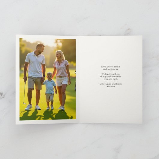 Cartes Pour Fêtes Annuelles Bougie de Noël de golf ・ Photo de famille (Intérieur)