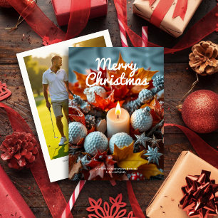 Cartes Pour Fêtes Annuelles Bougie de Noël de golf ・ Photo de famille