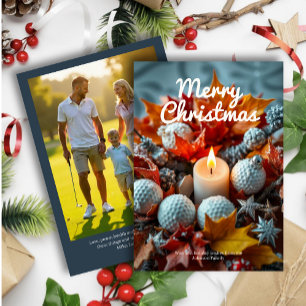 Cartes Pour Fêtes Annuelles Bougie de Noël de golf ・ Photo de famille Marine