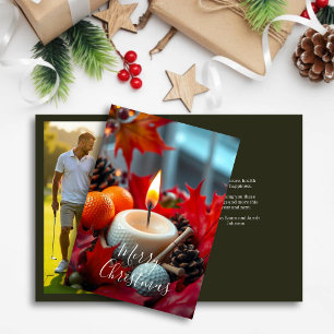 Cartes Pour Fêtes Annuelles Bougie de Noël de golf ・ Photo de famille Olive