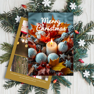 Cartes Pour Fêtes Annuelles Bougie de Noël de golf ・ Trois Photo Gold