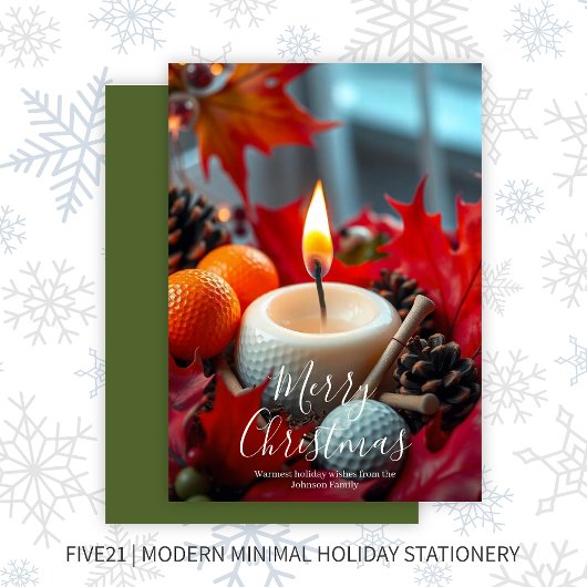 Cartes Pour Fêtes Annuelles Bougie de Noël de golf ・ Vert