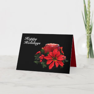 Cartes Pour Fêtes Annuelles Bougie de Noël rouge, Holly et Poinsettia