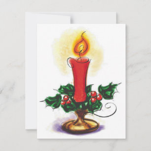 Cartes Pour Fêtes Annuelles Bougie De Noël Vintage À Holly