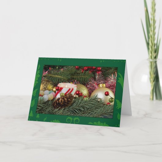 Cartes Pour Fêtes Annuelles Bougie et ornements de Noël (Devant)