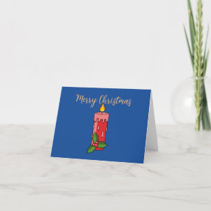 Cartes Pour Fêtes Annuelles Bougie pilier rouge de Noël avec houx