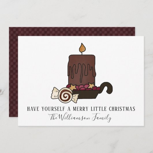 Cartes Pour Fêtes Annuelles Bougie primitive crasseuse et étoiles Joyeux Noël (Devant / Derrière)