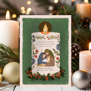Cartes Pour Fêtes Annuelles Bougie rustique de la Nativité Plat de Noël religi