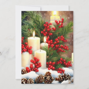 Cartes Pour Fêtes Annuelles Bougies baies et cônes budget mini Noël