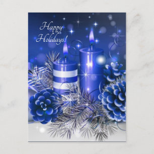 Cartes Pour Fêtes Annuelles bougies bleues pommes de pin