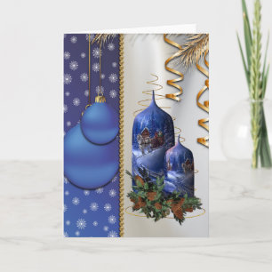 Cartes Pour Fêtes Annuelles Bougies de Noël bleues