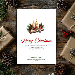 Cartes Pour Fêtes Annuelles Bougies de Noël modernes branches de pin salutatio
